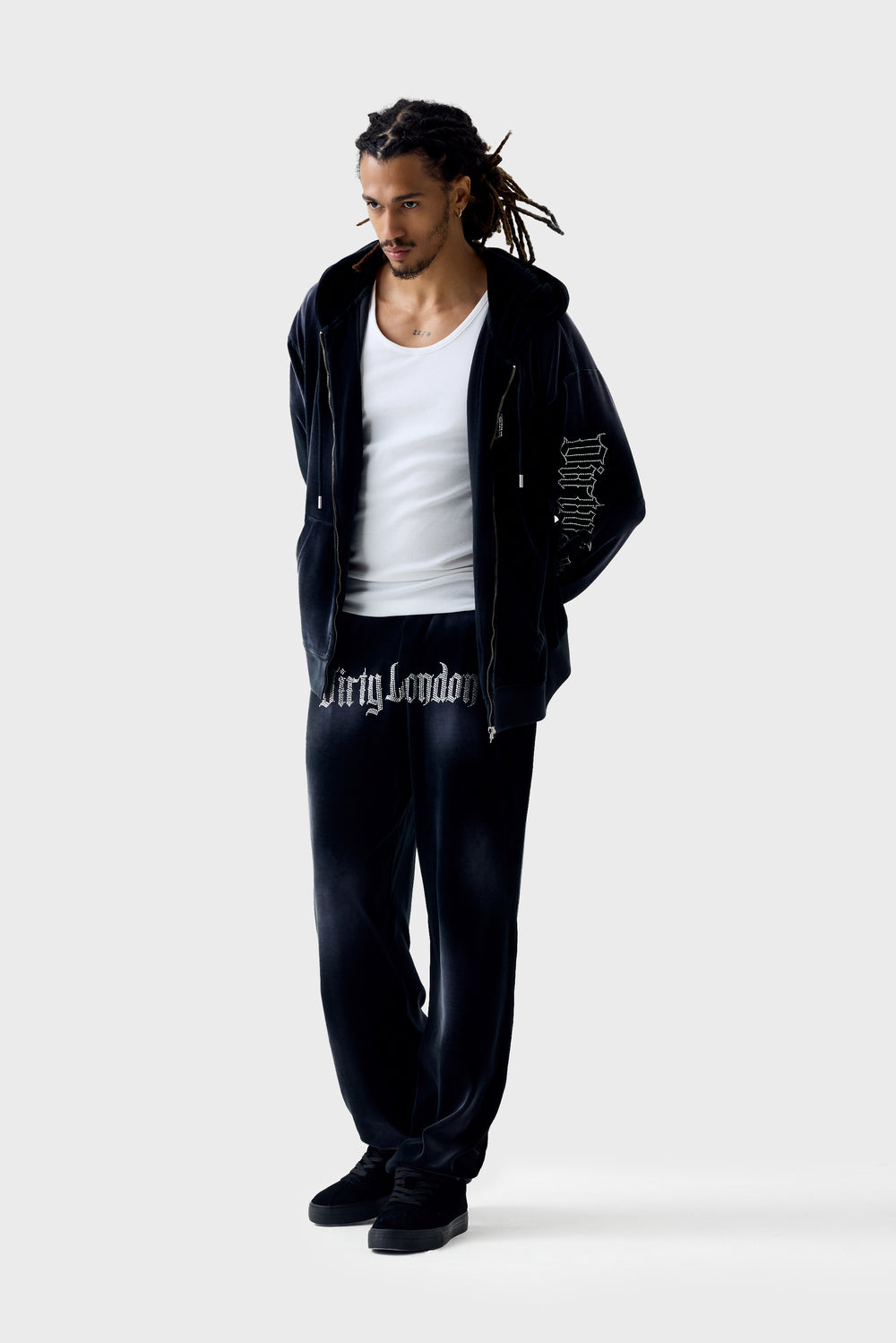 CUFFED TRACK PANTS ACID WASH